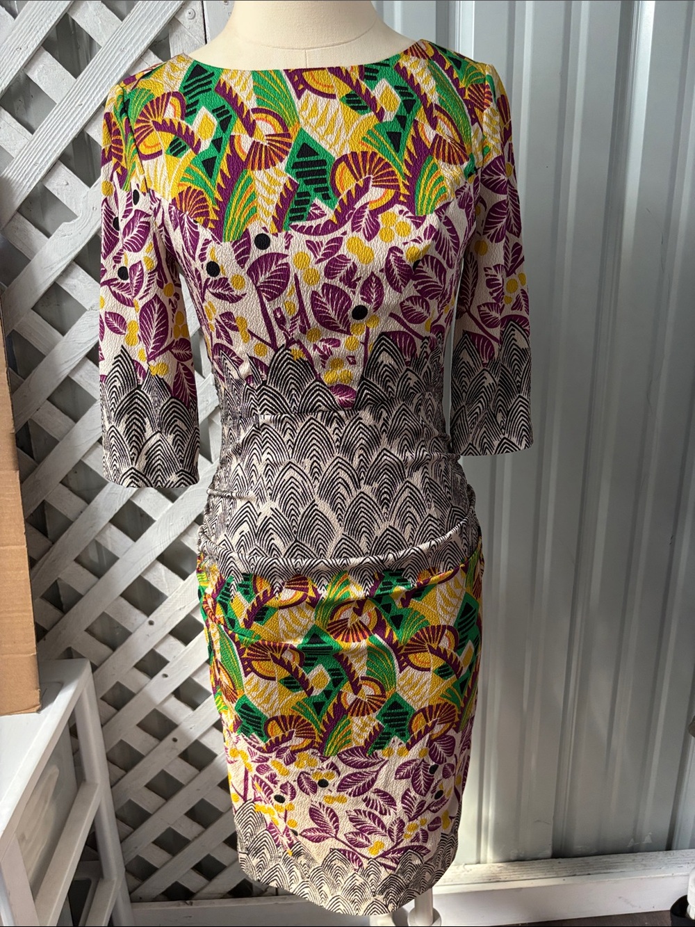 Tracy Reese Multicolor Floral & Geometric Pencil Skirt